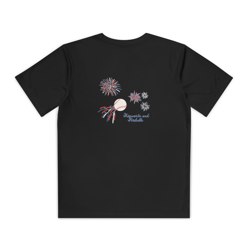 “Fireworks and Fireballs” Kids Black Tee